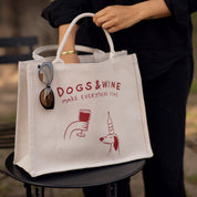 Beige Premium Tote Bag - Dogs & Wine Make Everything Fine