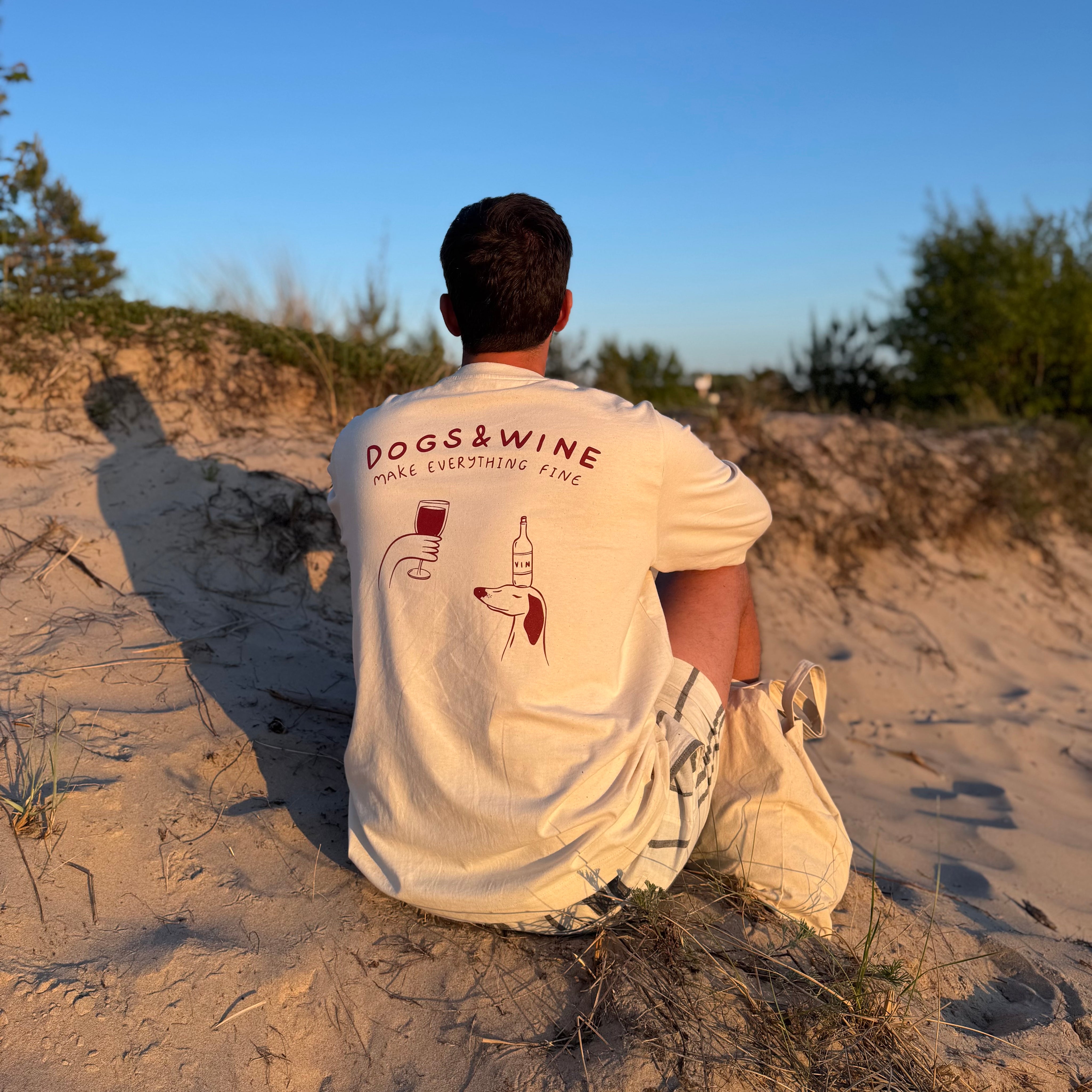 Off-White Long Sleeve - Dogs & Wine Make Everything Fine