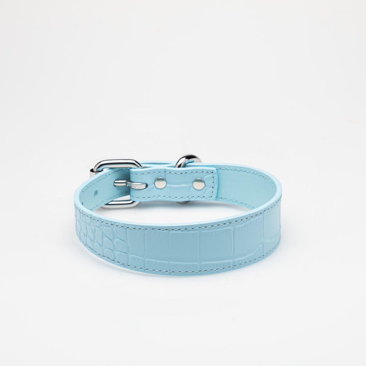 Baby Blue Croco Dog Collar Thin