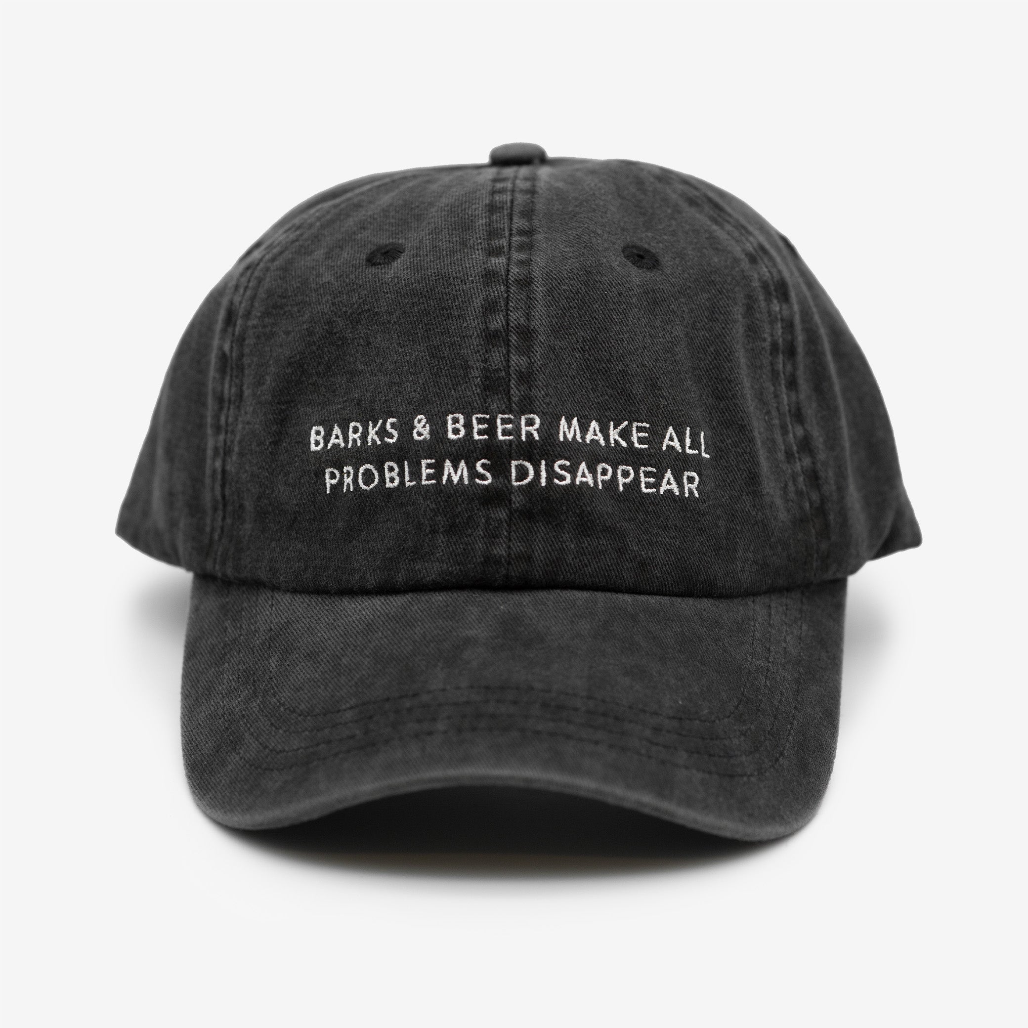 Black Denim Cap - Barks & Beer Make All Problems Disappear