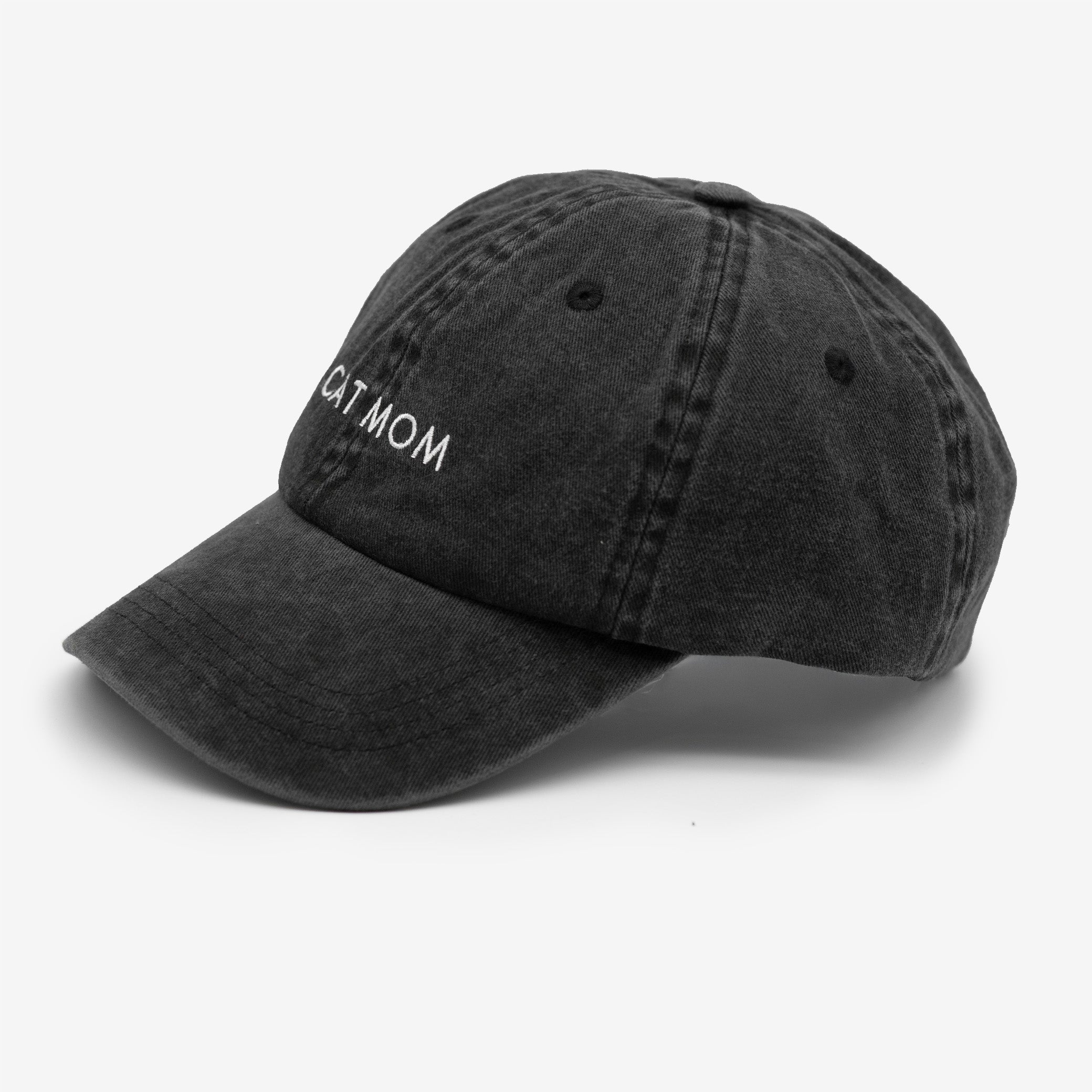 Black Denim Cap - Cat Mom