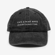 Black Denim Cap - Cats & Wine Make Everything Fine
