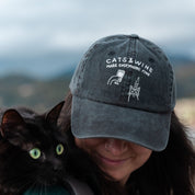 Black Denim Cap - Logo "Cats & Wine Make Everything Fine"