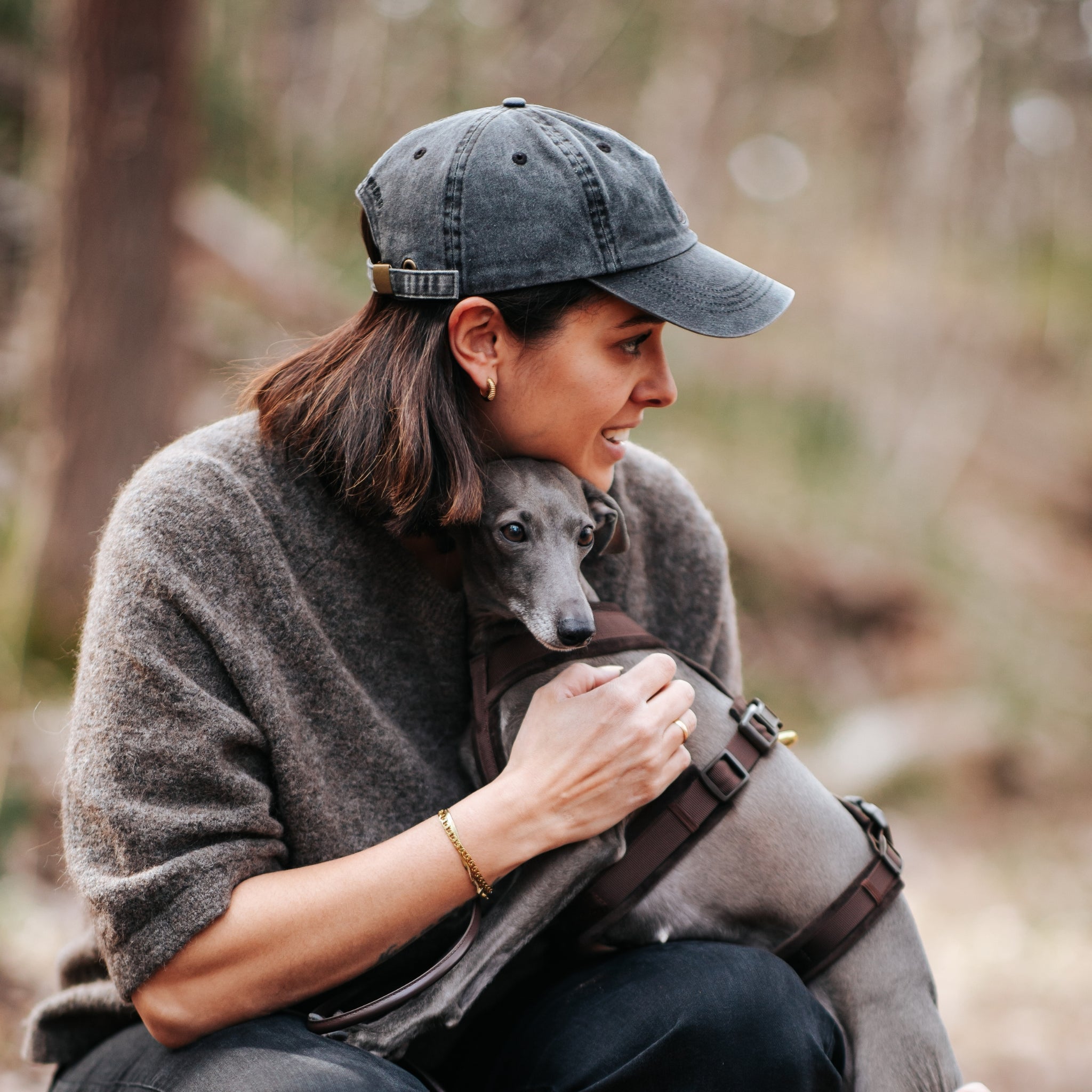 Black Denim Cap - Greyhound