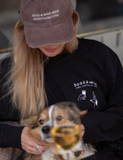 Brown Denim Cap - Dogs & Wine Make Everything Fine