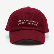 Burgundy Wool Cap - Dogs & Wine Make Everything Fine
