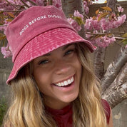 Red Denim Bucket Hat - Dogs Before Dudes