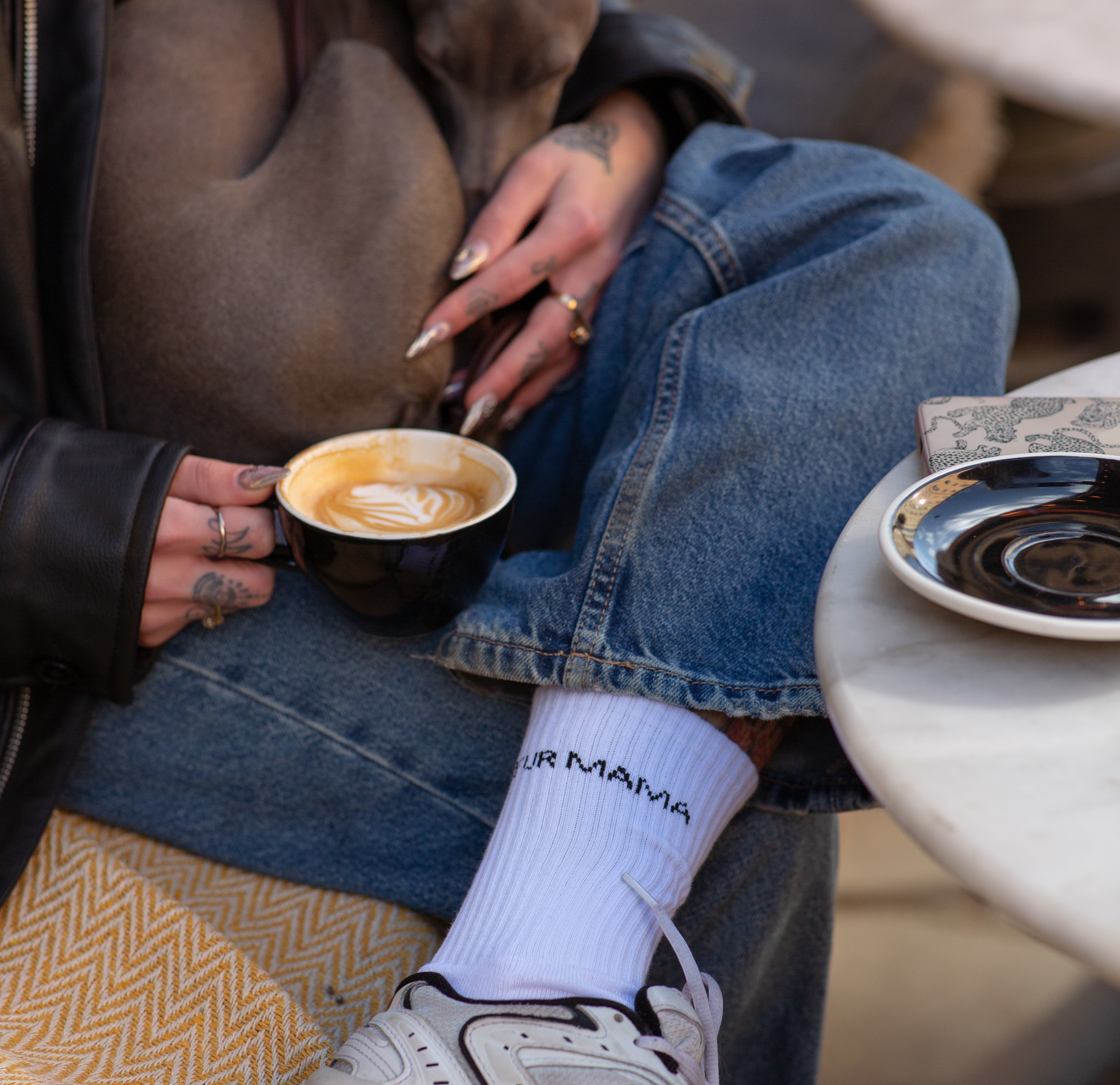 White Tube Socks - Fur Mama