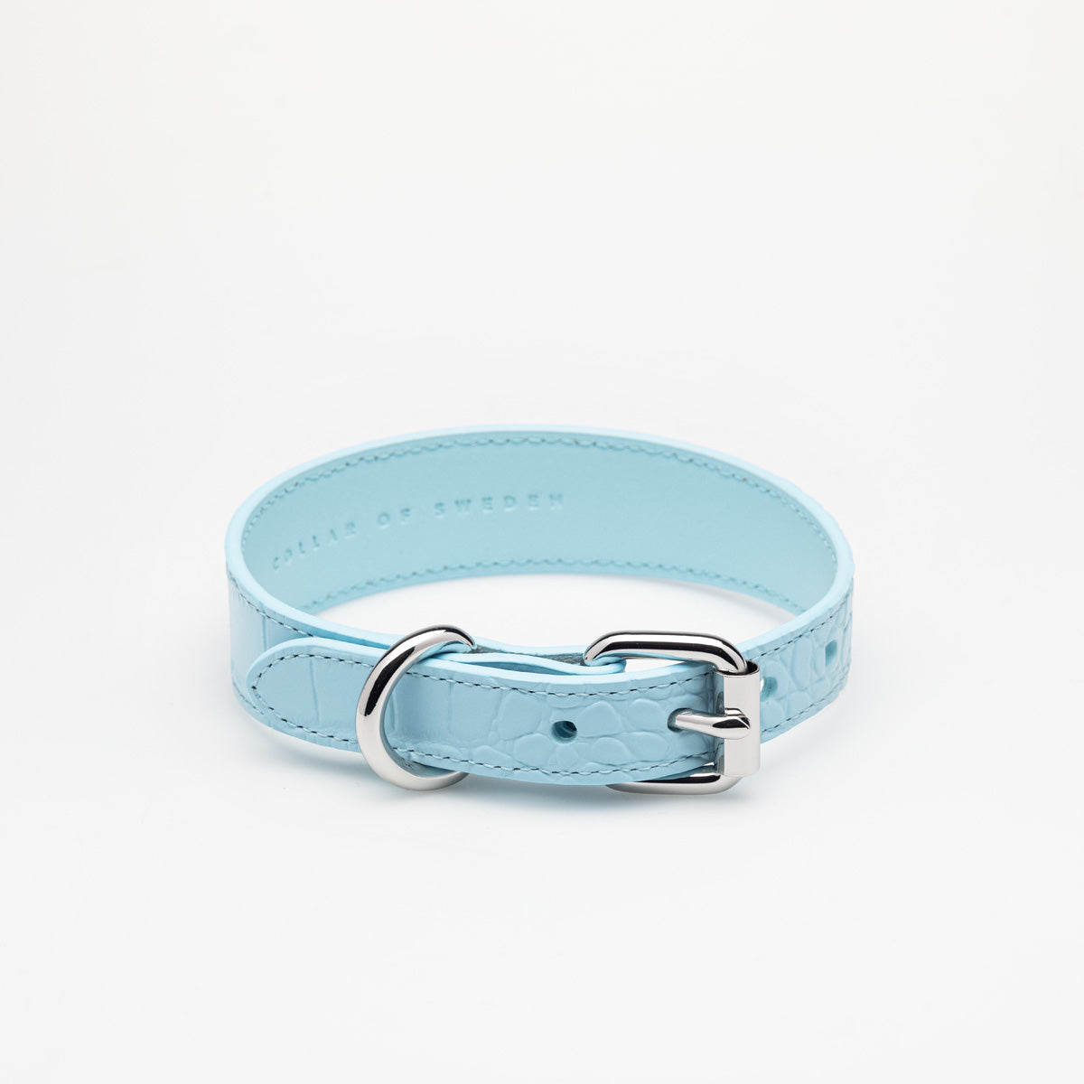image - Baby Blue Croco Vegan Collar Large Thin