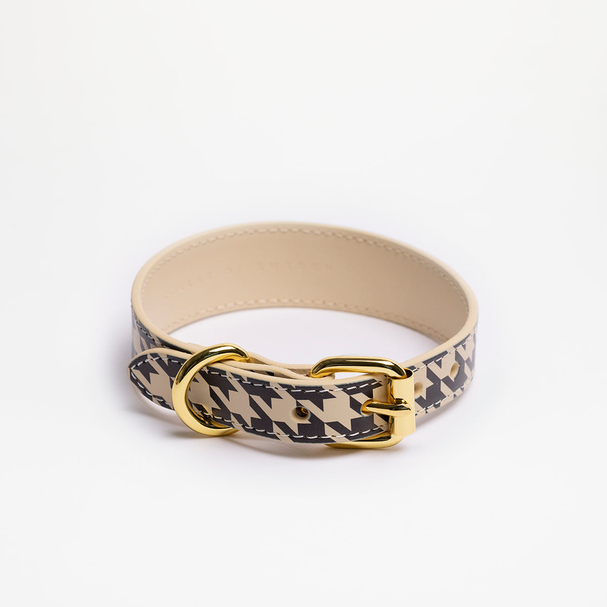 image - Beige Houndstooth Vegan Collar Large Thin